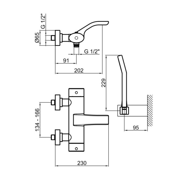 Смеситель для ванны с термостатом Webert Wolo WO980201564, черный/хром. Фото 2
