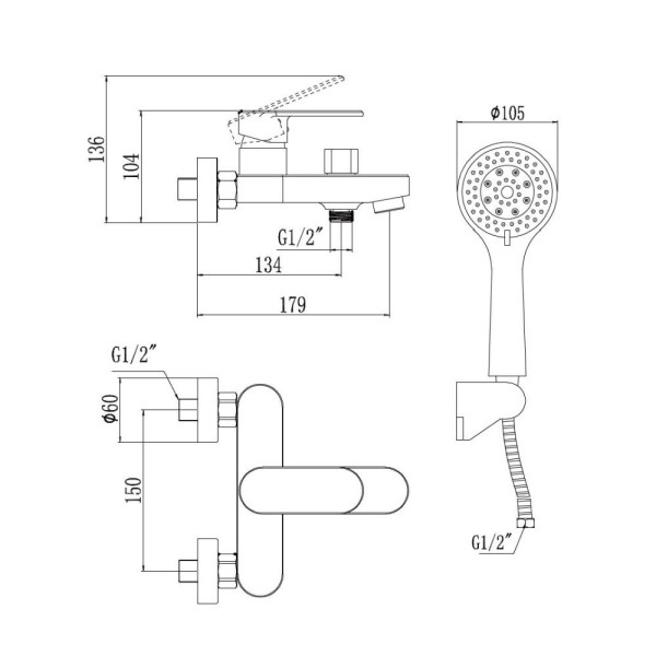 Смеситель для ванны Savol S-600303, хром. Фото 2