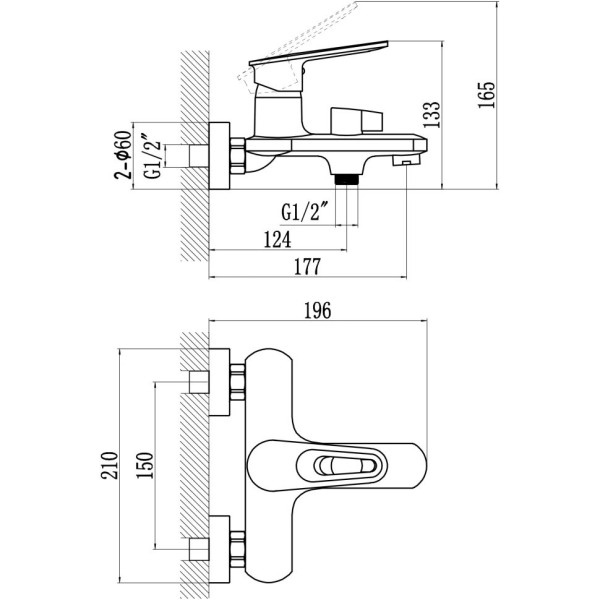 Смеситель для ванны Savol S-600603A, хром. Фото 2