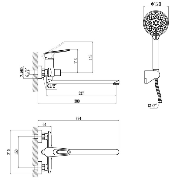 Смеситель для ванны Savol S-600609AW, хром/белый. Фото 2