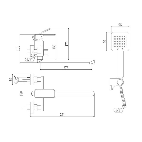 Смеситель для ванны Savol S-600709, хром. Фото 2