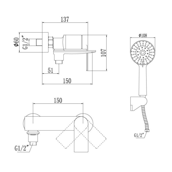 Смеситель для ванны Savol S-601808H, черный. Фото 2