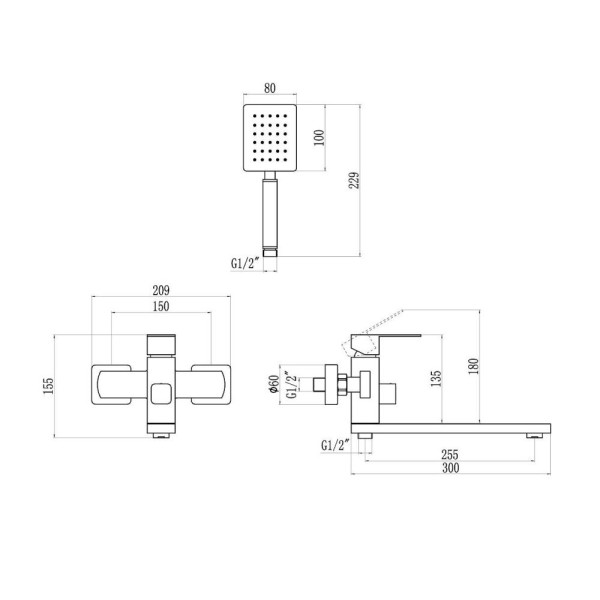 Смеситель для ванны Savol S-SUS4001, сатин. Фото 2
