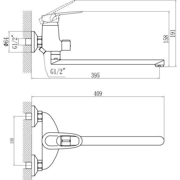 Смеситель для ванны Savol S-T2204, хром. Фото 2