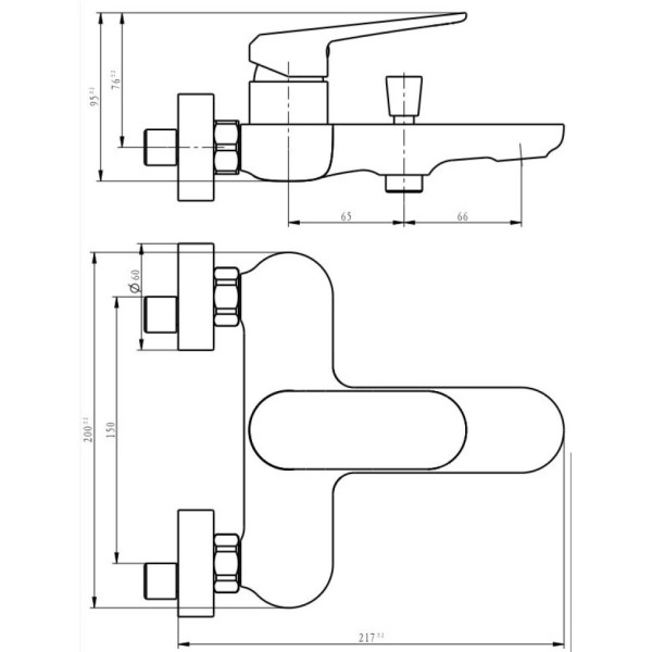Смеситель для ванны Savol SK-H6101, хром/белый. Фото 2