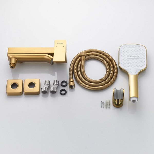 Смеситель для ванны Shevanik S4002G, золотой сатин. Фото 3