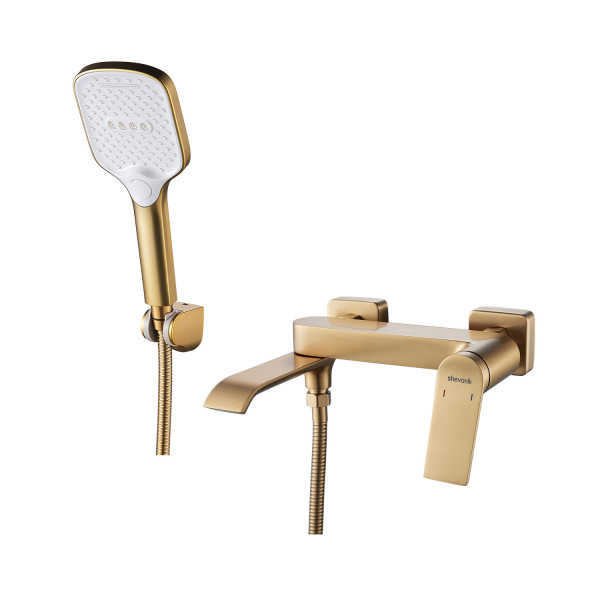 Смеситель для ванны Shevanik S4102G, золотой сатин. Фото 1