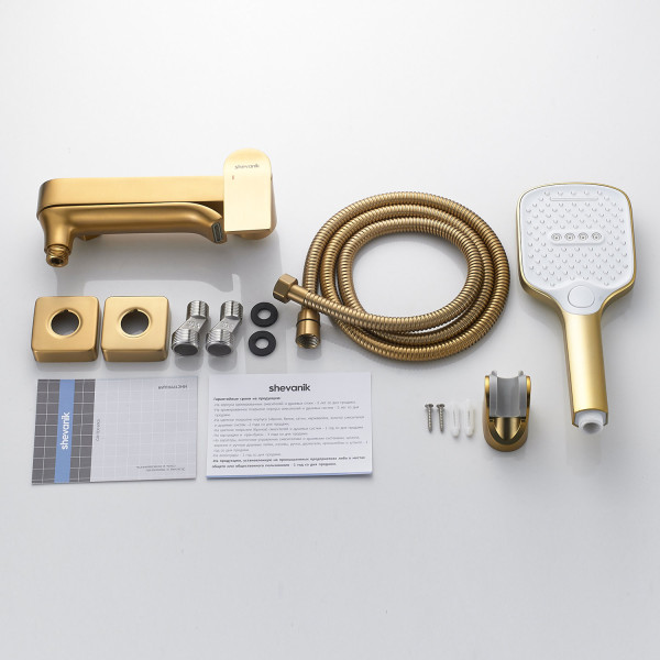 Смеситель для ванны Shevanik S4102G, золотой сатин. Фото 3