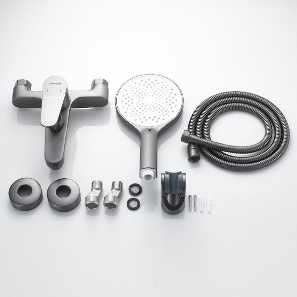 Смеситель для ванны Shevanik S6202T, оружейная сталь. Фото 3