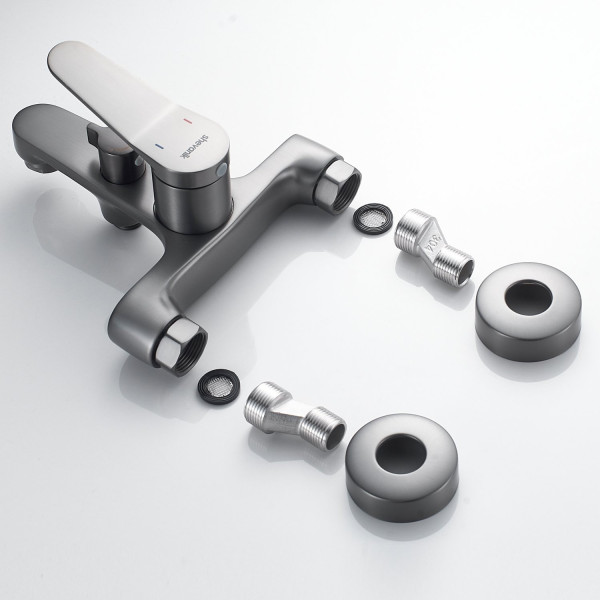 Смеситель для ванны Shevanik S6202T, оружейная сталь. Фото 4