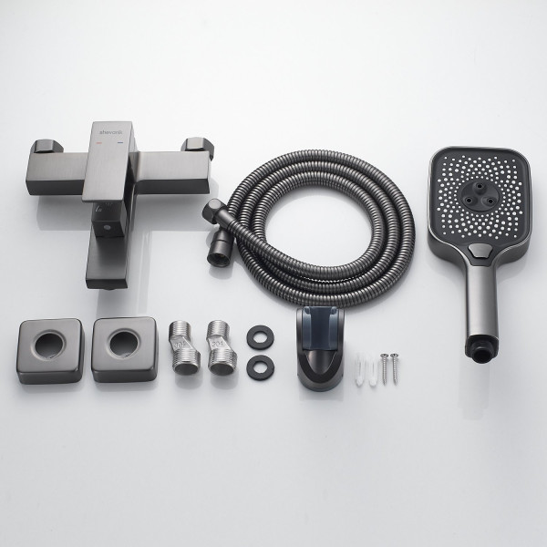 Смеситель для ванны Shevanik S9602T, оружейная сталь. Фото 3