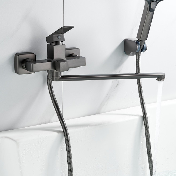 Смеситель для ванны Shevanik S9622T, оружейная сталь. Фото 5