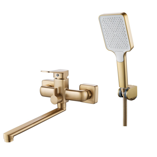 Смеситель для ванны Shevanik S9902G, золотой сатин. Фото 1