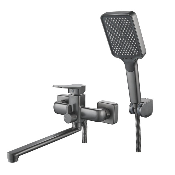 Смеситель для ванны Shevanik S9902T, оружейная сталь. Фото 1