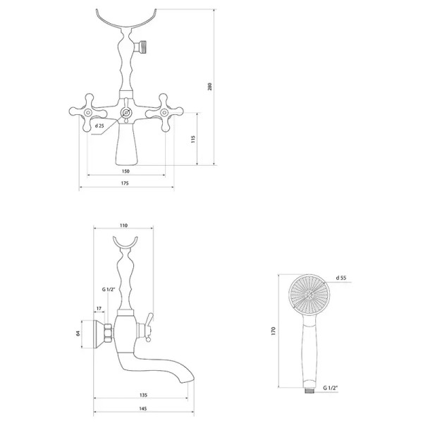 Смеситель для ванны Славен СЛ-ДВ-А30, хром. Фото 2