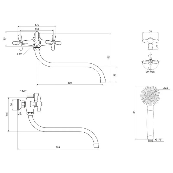 Смеситель для ванны Славен СЛ-ДВ-О31, хром. Фото 2