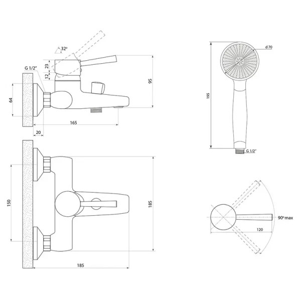 Смеситель для ванны Славен СЛ-ОД-Д30, хром. Фото 2
