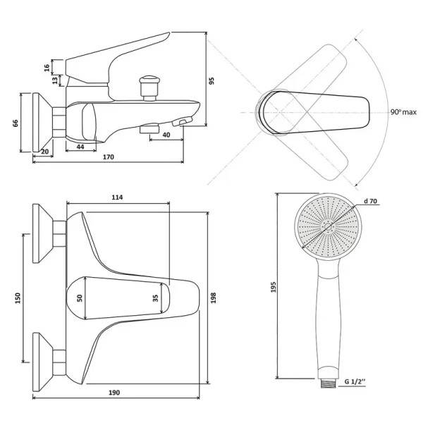 Смеситель для ванны Славен СЛ-ОД-Г30, хром. Фото 2