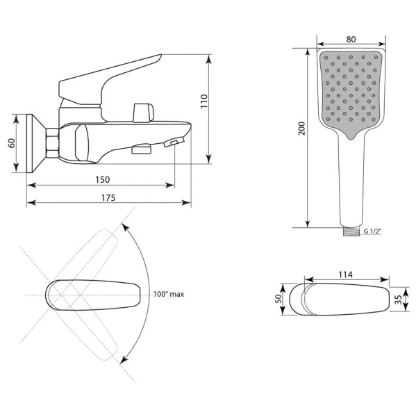 Смеситель для ванны Славен СЛ-ОД-Г3Б, белый. Фото 2