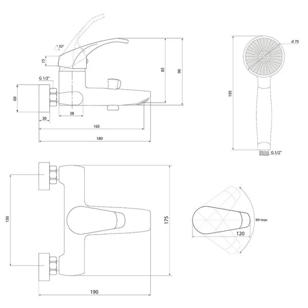 Смеситель для ванны Славен СЛ-ОД-К30, хром. Фото 2