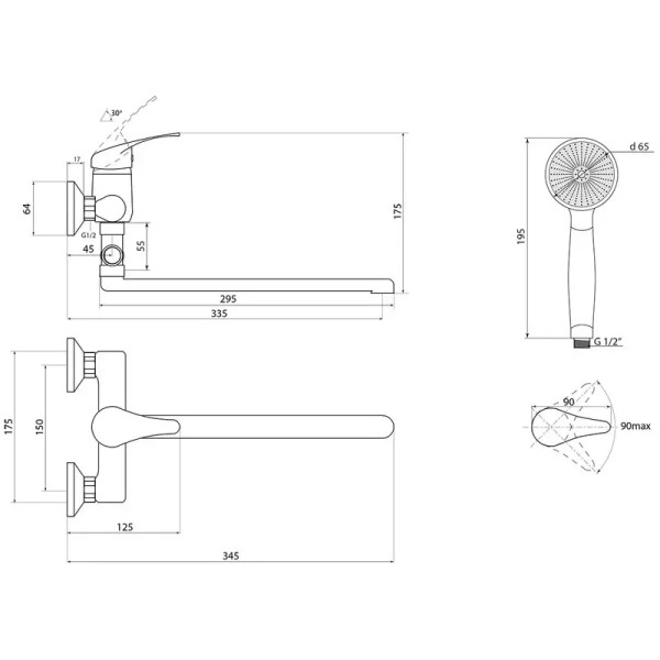 Смеситель для ванны Славен СЛ-ОД-П31, хром. Фото 2