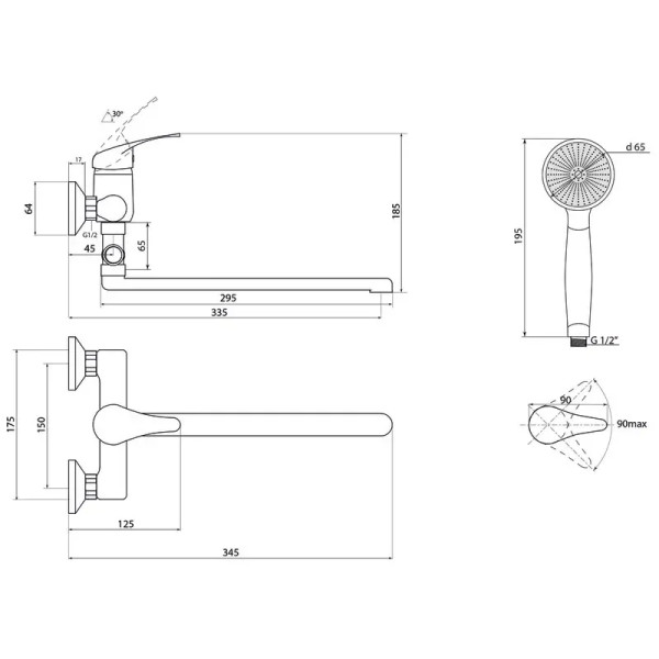 Смеситель для ванны Славен СЛ-ОД-П32, хром. Фото 2