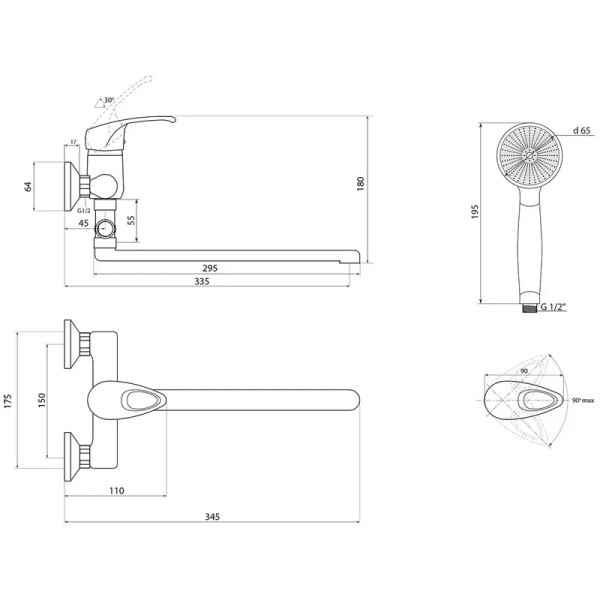 Смеситель для ванны Славен СЛ-ОД-Р31, хром. Фото 2