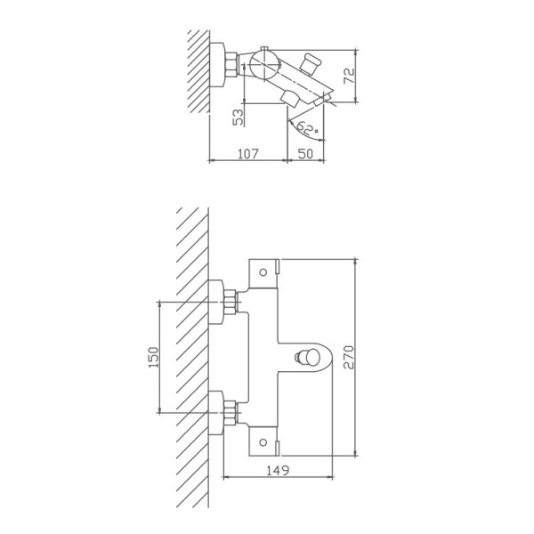 Смеситель для ванны термостатический Haiba HB60809, хром. Фото 2