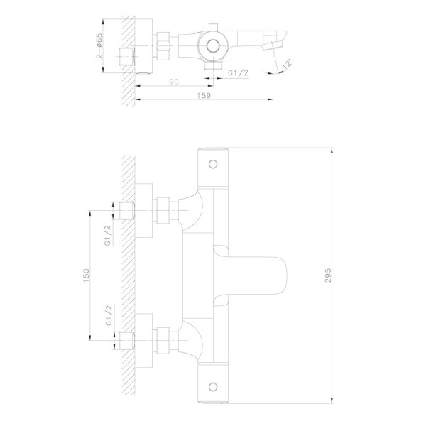 Смеситель для ванны термостатический Raiber RP-008, хром. Фото 2