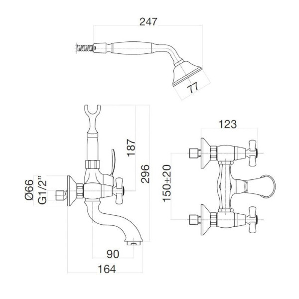Смеситель для ванны Webert Armony AM720201017(153), хром/золото. Фото 2