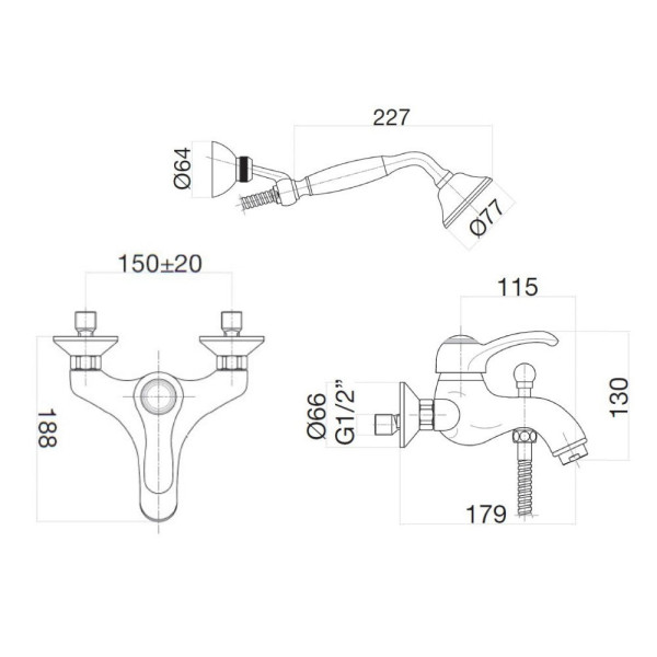 Смеситель для ванны Webert Aurora AU850101060, медь. Фото 2
