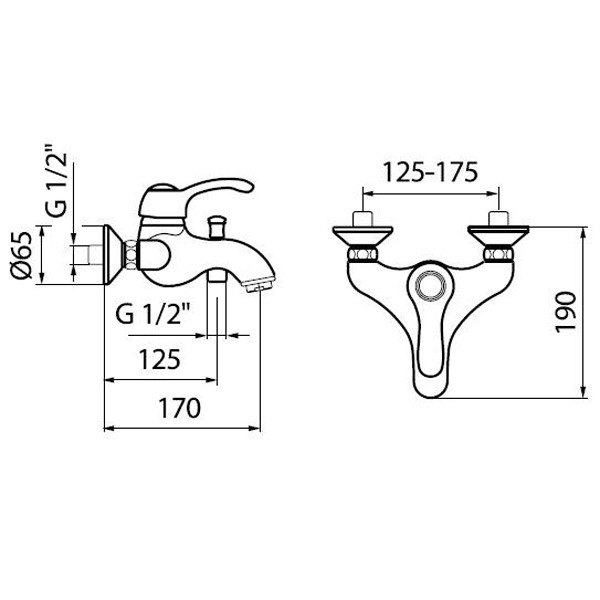 Смеситель для ванны Webert Aurora AU850102015. Фото 2