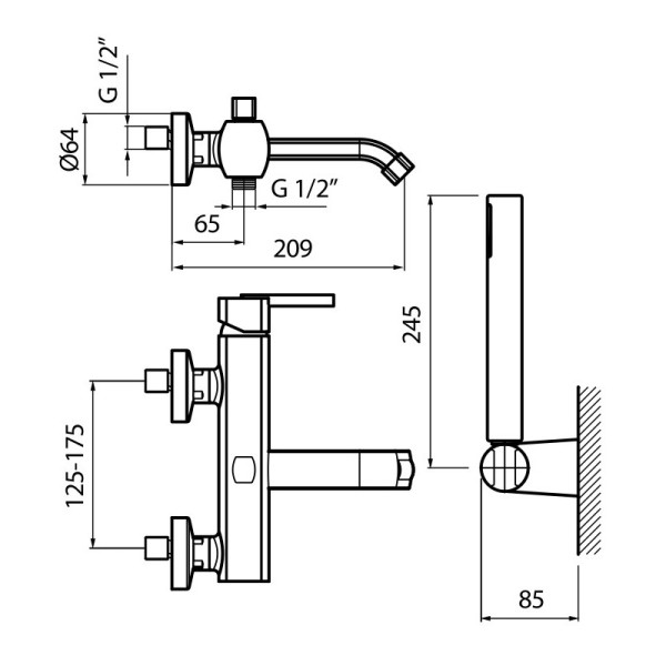Смеситель для ванны Webert Azeta AZ850101015, хром. Фото 2