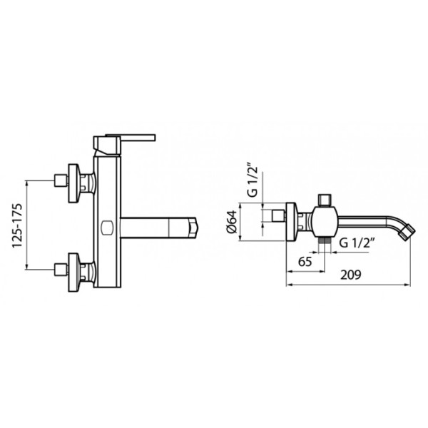 Смеситель для ванны Webert Azeta AZ850102015. Фото 3
