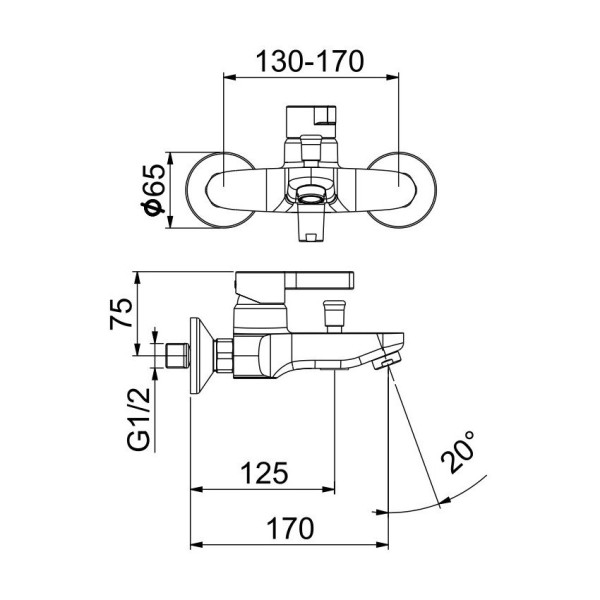 Смеситель для ванны Webert DoReMi DR850102560, черный. Фото 2