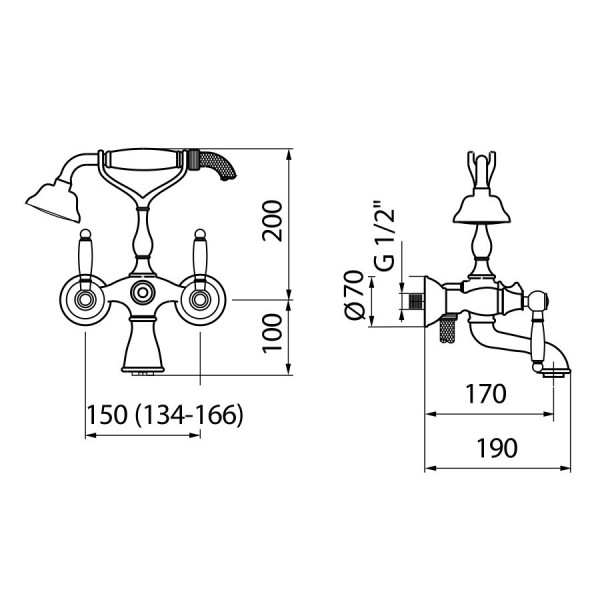 Смеситель для ванны Webert Dorian DO720201015, хром. Фото 2