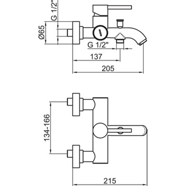 Смеситель для ванны Webert Elio EL850102560, черный. Фото 2