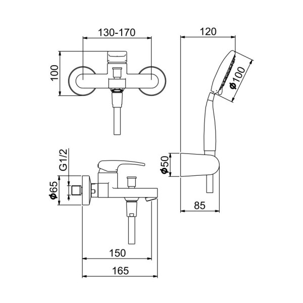 Смеситель для ванны Webert Kimono KI850101015, хром. Фото 2