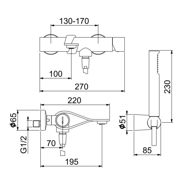 Смеситель для ванны Webert One-B NB850101741, белый/сталь. Фото 2