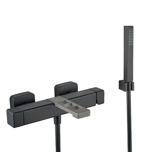 Смеситель для ванны Webert One-X OX850101441, чернай/сталь. Фото 1