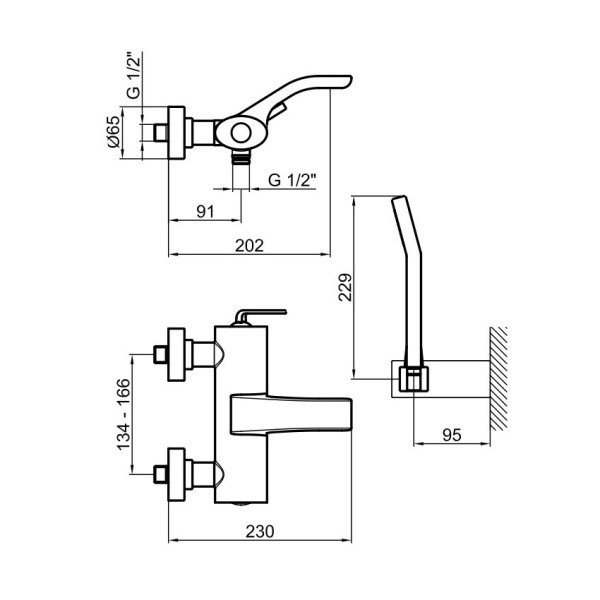 Смеситель для ванны Webert Wolo WO850101564, черный/хром. Фото 2
