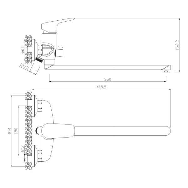 Смеситель для ванны WesnaArt ASTRA AST19-320, хром. Фото 2