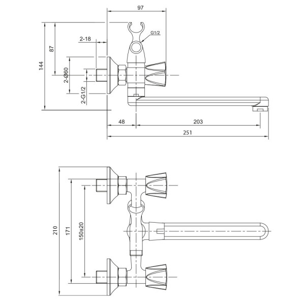 Смеситель для ванны WesnaArt KAMILA KAM16-323-23251, хром. Фото 2