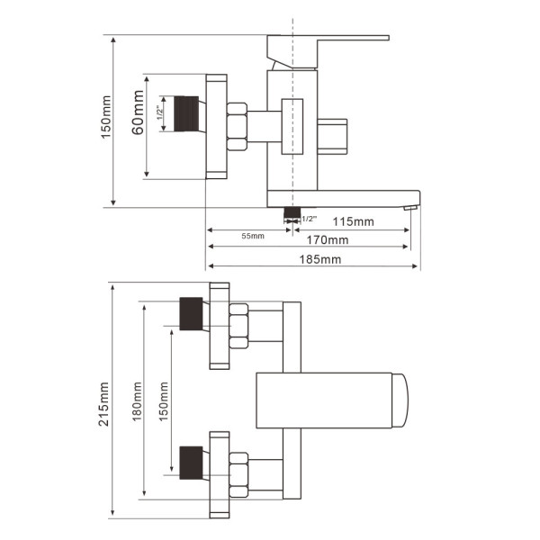 Смеситель для ванны WesnaArt KUBUS KUB13-310, сатин. Фото 2