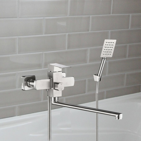 Смеситель для ванны WesnaArt KUBUS KUB13-320, сатин. Фото 3