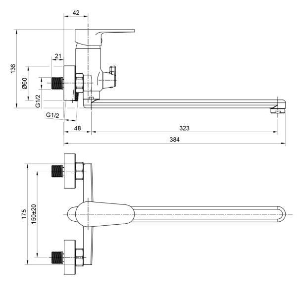 Смеситель для ванны WesnaArt NATUR NAT07-320, хром. Фото 2