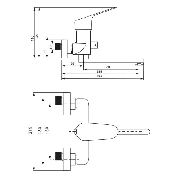 Смеситель для ванны WesnaArt NOVA NOV03-320, хром. Фото 2