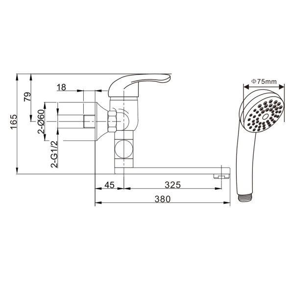 Смеситель для ванны WesnaArt PROF PRO18-320, хром. Фото 2