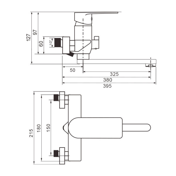 Смеситель для ванны WesnaArt RAY11-320, хром. Фото 2