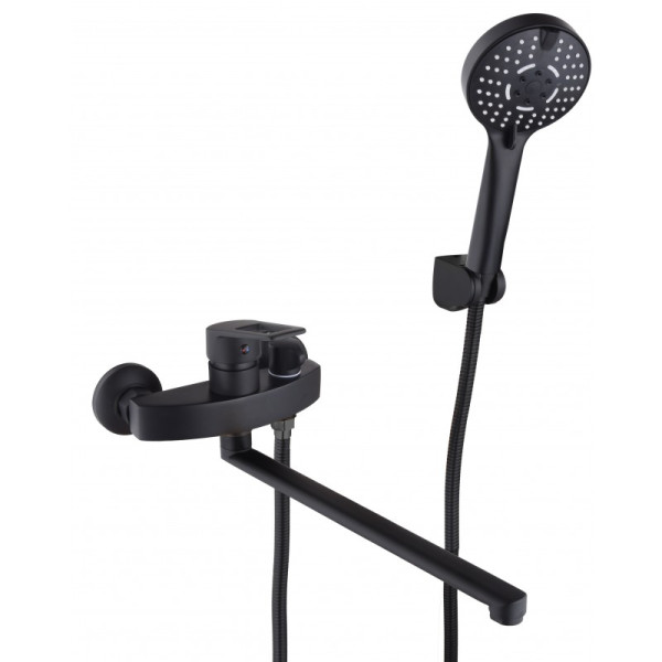 Смеситель КС BLACK (203251-2) для ванны, d35, плоск.излив 350мм, черный. Фото 1